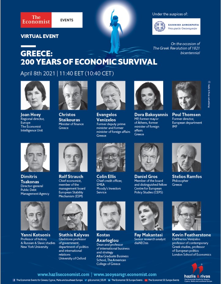 GREECE: 200 YEARS OF ECONOMIC SURVIVAL April 8th 2021 | The Economist Virtual event